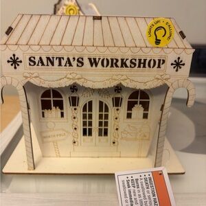 Santa's Workshop Light-Up Wooden Decor - Cream